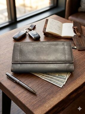 Jones of New York Vintage
unisex wallet… like butta’ very basic 
place for a pen